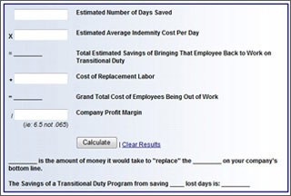 Transitional Duty Cost Calculator